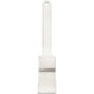 The Haug Bürsten KG FLAT BRUSH, PBT white tipped ø 0.25mm soft (210x35x45mm) features a flat bristle head, a metal ferrule, and a straight plastic handle with a top hole - perfect for precise painting work.