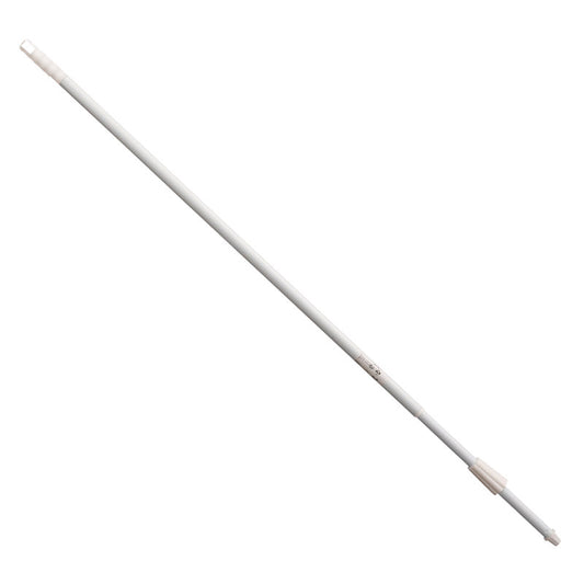 Der TELESKOPSTIEL von Haug Bürsten KG aus weißem Stahlrohr, ausziehbar bis 2000mm und mit Außendurchmesser 25/21mm, ist auf schlichtem weißem Hintergrund abgebildet.