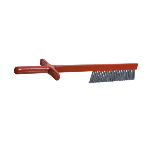 Die METAL DETECT KUTTERBÜRSTE von Haug Bürsten KG ist eine graue PBT-Drahtbürste (ø0,60mm, 490x10/120x45mm) mit Metalldetektor und strukturiertem Griff, ideal für die Reinigung in der Lebensmittelindustrie.