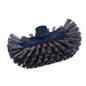 A close-up of the Haug Bürsten KG METDEC PREM. BOILER BRUSH, PBT gray/blue, 200x125x35mm shows dense, stiff PBT bristles for industrial cleaning, evenly distributed on a dark blue head against a white background.