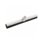 The Haug Bürsten KG WATER PUSHER WITH REPLACEABLE PROFILE BLACK, 1-LIP, 320x35x25mm is a white scraper head with a black rubber blade and central handle mount for efficient floor cleaning. Pictured on a monochrome white background.