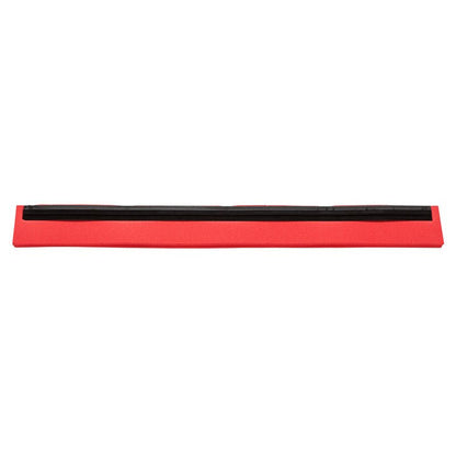 A red, food-safe REPLACEMENT RUBBER LIP (1-lipped, 625x20x22) from Haug Bürsten KG with a black sealing strip lengthwise, photographed against a white background.
