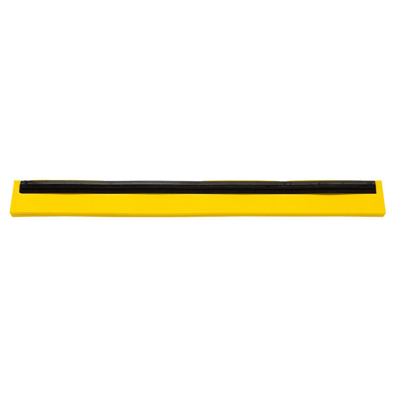 Ein gelber rechteckiger Rakel mit der ERSATZ-GUMMILIPPE, 1-LIPPIG, LEBENSMITTELG., 625X20X22 von Haug Bürsten KG zur effektiven Reinigung und Abdichtung, abgebildet auf weißem Hintergrund.