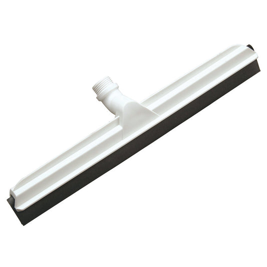 Das GELENK-WASSERSCHIEBER, 2-lippig Zellkautschuk schwarz (420x53x25mm) von Haug Bürsten KG hat eine schwarze Gummiklinge und einen Gewindesockel zur Befestigung am Griff. Abgebildet vor einem schlichten weißen Hintergrund.