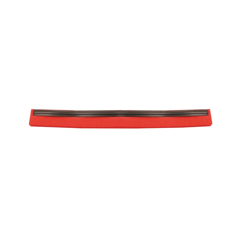 A straight, narrow REPLACEMENT RUBBER LIP, 1-LIPPED FOOD GRADE RUBBER of Haug Bürsten KG with a red base and black upper stripe stands centrally on a plain white background.
