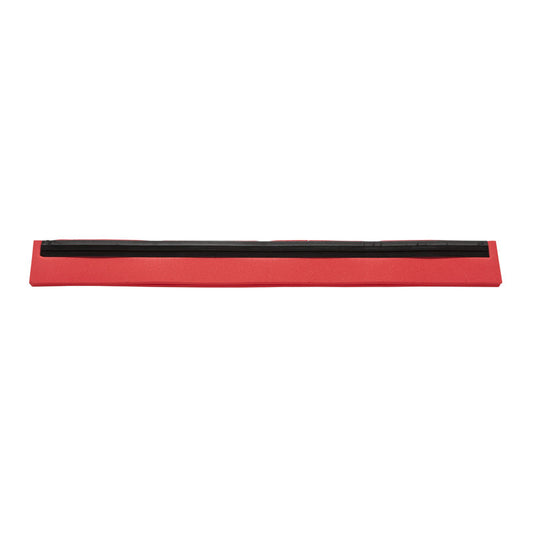 Eine 420x20x22mm 2-Lippen ERSATZ-GUMMILIPPE von Haug Bürsten KG mit rotem Sockel und schwarzem Streifen, verwendet in Bodenreinigungsgeräten, abgebildet auf weißem Hintergrund.