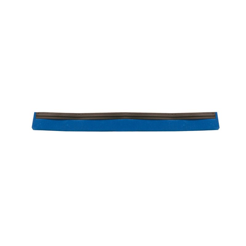 A blue rectangular REPLACEMENT RUBBER LIP, 1-LIPPED FOOD GRADE RUBBER of Haug Bürsten KG with a black stripe along the upper edge is seen from above on a white background.