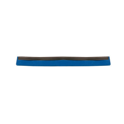 A blue rectangular REPLACEMENT RUBBER LIP, 1-LIPPED FOOD GRADE RUBBER of Haug Bürsten KG with a black stripe along the upper edge is seen from above on a white background.