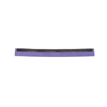 A curved, rectangular purple REPLACEMENT RUBBER LIP, 1-LIPPED FOOD GRADE RUBBER of Haug Bürsten KG is depicted with a black stripe and evenly distributed closures along one long edge against a plain white background.