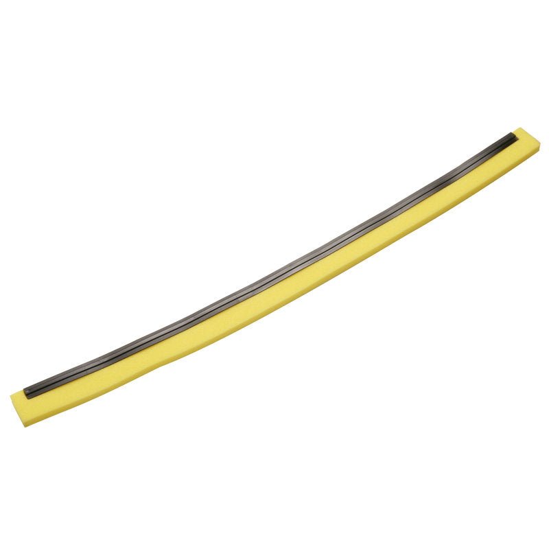A single, long yellow REPLACEMENT RUBBER LIP, 1-lip, food-grade rubber (700x20x22mm) from Haug Bürsten KG with a narrow black edge, photographed on a white background - ideal for food processing equipment.