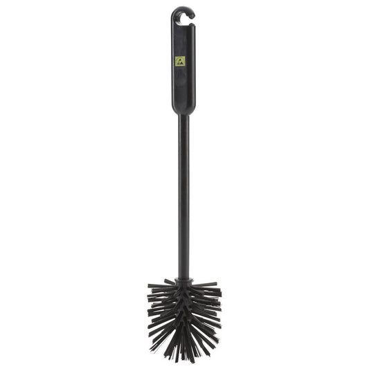 Die Haug Bürsten KG ESD Rohrbürste, Nylon 6.0, schwarz (ø0,50mm Mittel), 320xø70x30mm, hat einen runden Borstenkopf und einen langen Stiel mit Haken - perfekt für mittlere Reinigungsaufgaben.