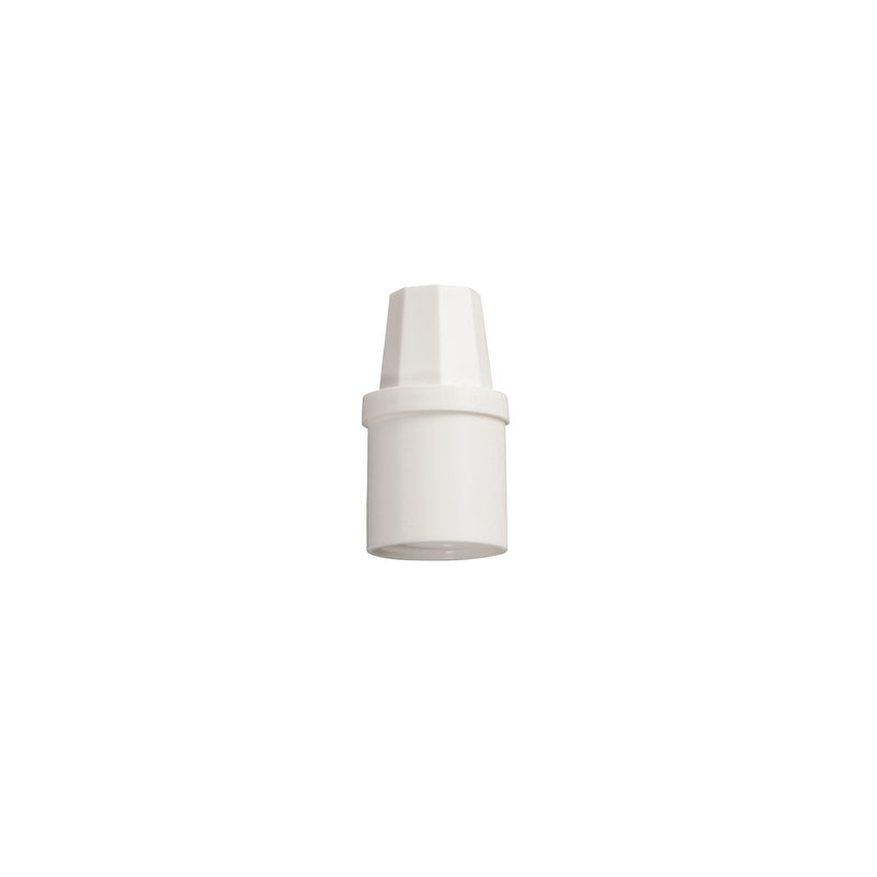 Der ADAPTER FÜR HAUG HYGIENE ART. U.STIELE M.GEWINDE U.E1100018 von Haug Bürsten KG ist ein weißer Kunststoffadapter mit sechseckigem Oberteil und zylindrischem Unterteil, der isoliert auf einem schlichten weißen Hintergrund abgebildet ist.