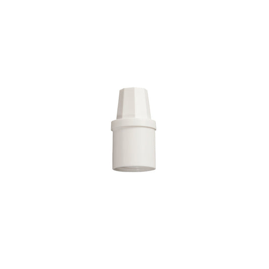 Der ADAPTER FÜR HAUG HYGIENE ART. U.STIELE M.GEWINDE U.E1100018 von Haug Bürsten KG ist ein weißer Kunststoffadapter mit sechseckigem Oberteil und zylindrischem Unterteil, der isoliert auf einem schlichten weißen Hintergrund abgebildet ist.