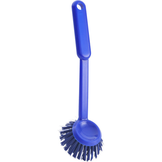 Die SPÜLBÜRSTE RUND von Haug Bürsten KG hat 0,35mm harte Borsten, einen runden Kopf (255xø70x23mm) und einen Griff mit Aufhängeloch - ideal für die Küchenreinigung.