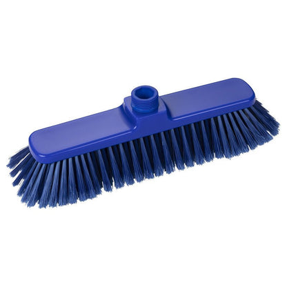 The BROOM, SOFT 280X50X55MM from Haug Bürsten KG is a blue plastic brush head with dense bristles and a threaded base, ideal for household cleaning and gentle cleaning of delicate surfaces, depicted on a white background.