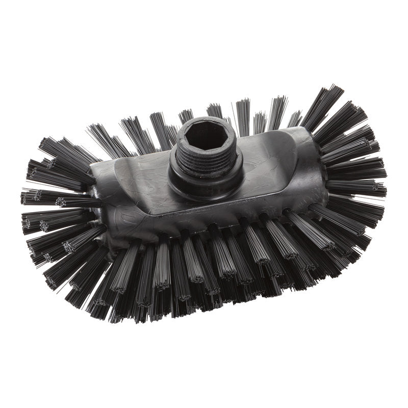 Die KESSELBÜRSTE ø 0,50mm hart von Haug Bürsten KG verfügt über einen schwarzen zylindrischen Bürstenkopf (200x125x35mm) und einen Kunststoffgewindeanschluss, ideal für die Reinigung von Kesseln.