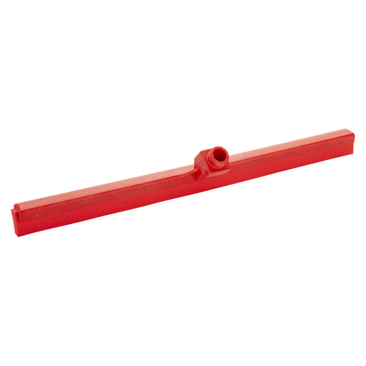 Der Haug Bürsten KG WASSERSCHIEBER, LEBENSMITTELG. 1-LIPPIG (620x35x25mm) verfügt über eine rote Kunststoffklinge mit Zentralstecker, ideal für die hygienische Reinigung und perfekt zum Abwischen von Oberflächen in der Lebensmittelindustrie.