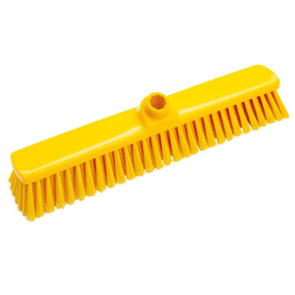 The LARGE AREA BROOM from Haug Bürsten KG features soft PBT bristles (ø 0.25mm), a head measuring 400x60x50mm, and a central holder for handle attachment - perfect for floor cleaning.