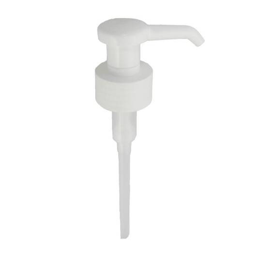 Discontinued item: The Hartmann Dosing Pump for the Eurospender 3000 from Paul Hartmann AG is a white plastic pump with a ribbed collar and a long dip tube, ideal for dispensing soap or lotion. Shown against a solid white background.