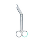 The Hartmann bandage scissors 16cm P20 from Paul Hartmann AG is a medical instrument made of stainless steel with an angled blade and blunt tip. The standard loop handle is turquoise, making it ideal for precise applications. The scissors are packaged in sets of 20 pieces and isolated on a white background.