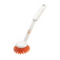 The Haug ANTI BAC round dish brush Orange ø 0.50 mm Hard by Haug Bürsten KG is a dish brush with a white handle and bright orange, stiff polyester bristles. For additional comfort, the handle has a small hole at the top for easy hanging and complies with HACCP standards.