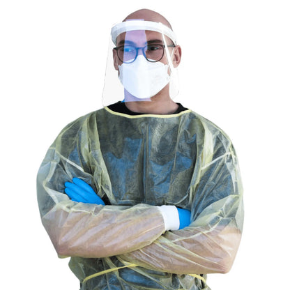 Yellow protective gown for visitors and staff
