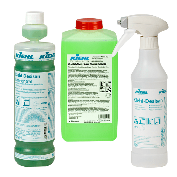 A 6-pack of Johannes Kiehl KG Kiehl-Desisan 500 ml empty funnel bottles, each with a foam sprayer - perfect for professional cleaning.
