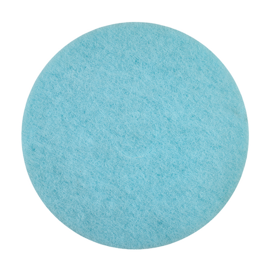 Das Kiehl Multi-Disc Schleifpad der Johannes Kiehl KG ist ein rundes, flaches, hellblaues Pad mit weicher, strukturierter Oberfläche für die Holz- oder Metallbearbeitung, dargestellt von oben auf weißem Grund.