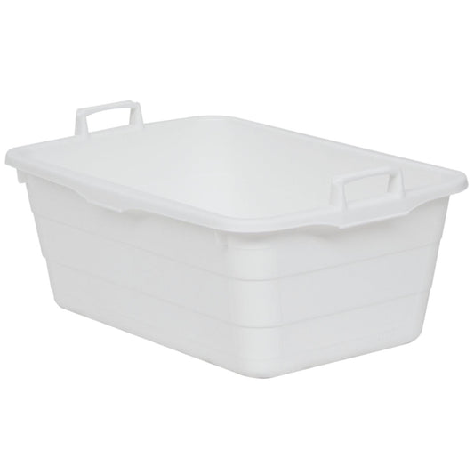 Die Novocal Kunststoffwanne in Weiß mit 90 Liter Fassungsvermögen (750 x 490 x 310 mm) und zwei Griffen ist ideal für vielseitige Aufbewahrung. Abbildung zeigt die Wanne (1 Stück) vor weißem Hintergrund.