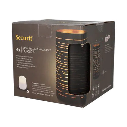 Papstar Securit® candle holder Ø 8 cm x 15 cm black/gold