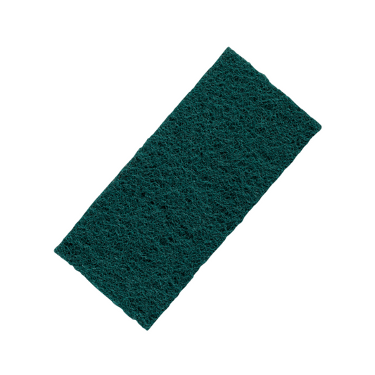 Das Kiehl Legno-Pad eckig der Johannes Kiehl KG ist ein rechteckiges, grünes Scheuerpad mit rauer, faseriger Struktur, ideal zur schonenden Holzpflege und effektiven Reinigung von Holzoberflächen, abgebildet auf weißem Untergrund.