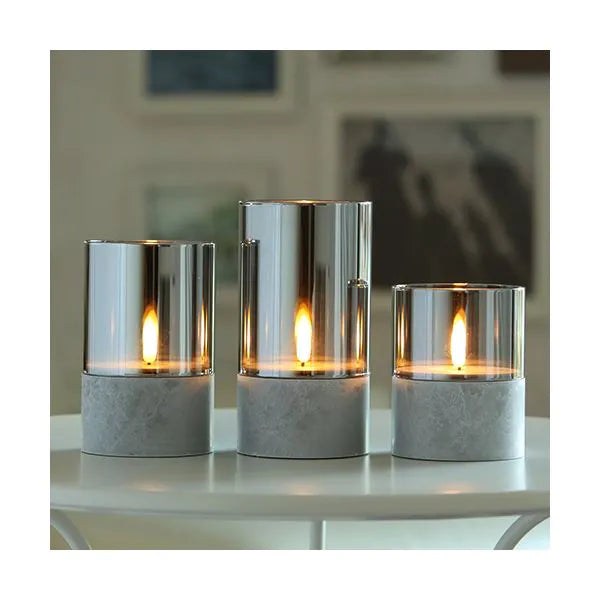 Papstar Securit® LED candle Ø 8 cm gray "Gracia"