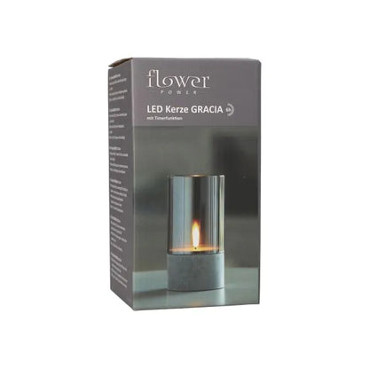 Papstar Securit® LED candle Ø 8 cm gray "Gracia"