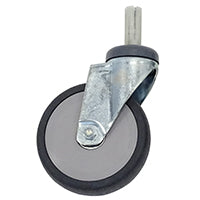 Eine einzelne Novocal Leichtlauflenkrolle mit Spreizbefestigung (Ø 125 mm), ideal für Stationswagen oder Geräte, hat eine graue Gummilauffläche und wird ohne Einspannringe geliefert. Packung enthält 1 Stück.