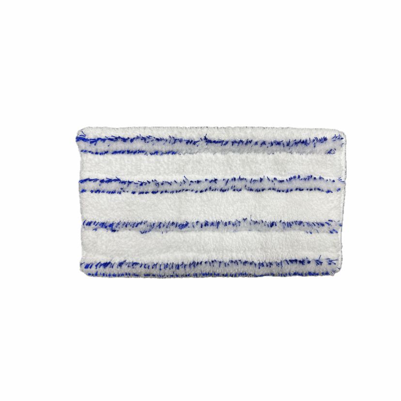 Abgebildet ist ein rechteckiges, weißes Arcora Handpad Soft mit blauen Streifen und strukturierter Oberfläche, ideal für die schonende Reinigung empfindlicher Oberflächen, auf weißem Hintergrund. Geliefert von Arcora International GmbH in Kartons zu 200 Stück.