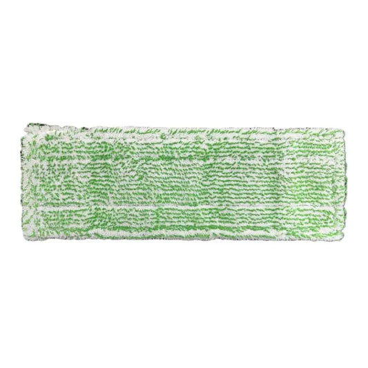 Das Arcora Excellent Green-White Fc-Mopp Mit Farbcodierung Ohne Deckblatt von Arcora International GmbH ist ein rechteckiges Mikrofaserpad mit strukturierter Oberfläche, ideal für die hygienische Bodenreinigung und wirkt sauber und unbenutzt.