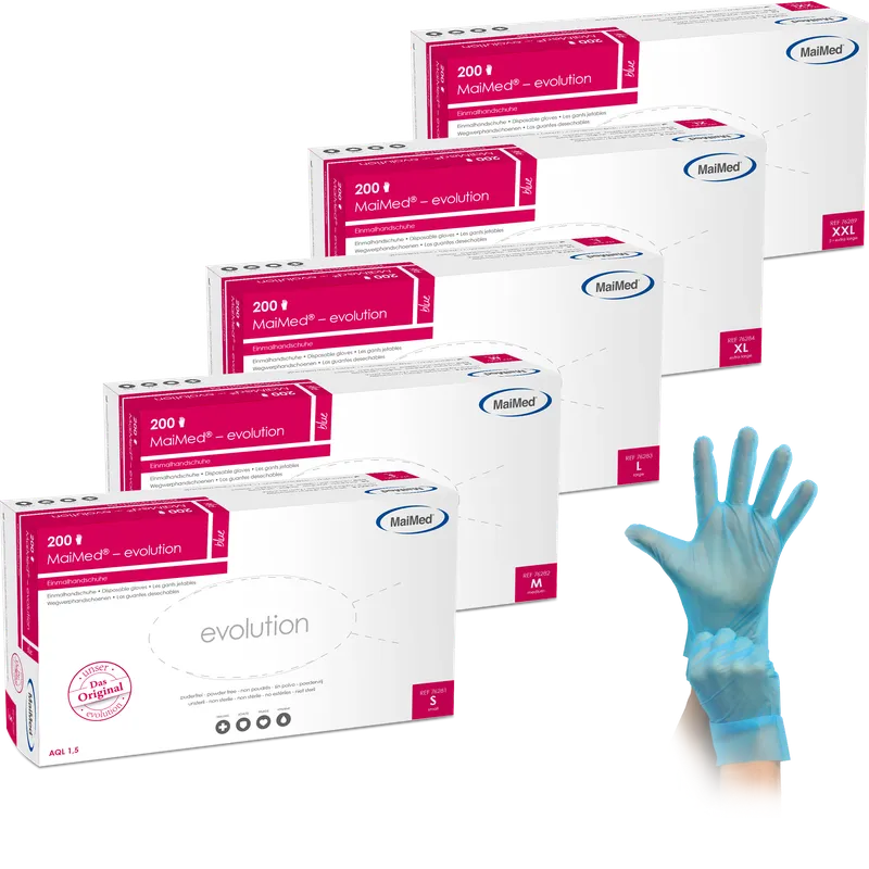 MaiMed-evolution, blue, non-sterile, powder-free Latex-free disposable glove, 200 pieces/box