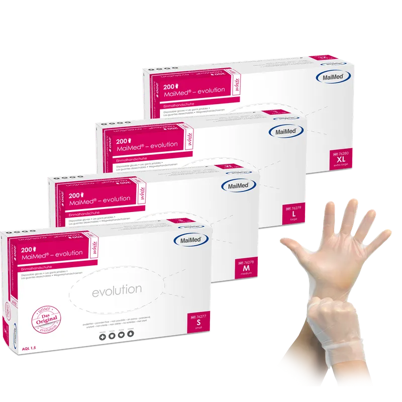 MaiMed-evolution, white, non-sterile, powder-free Latex-free disposable glove, 200 pieces/box