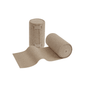 Two rolls of Meditrade ABE® VEN permanently elastic compression bandage, one standing, the other lying horizontally with an unrolled section, against a white background.