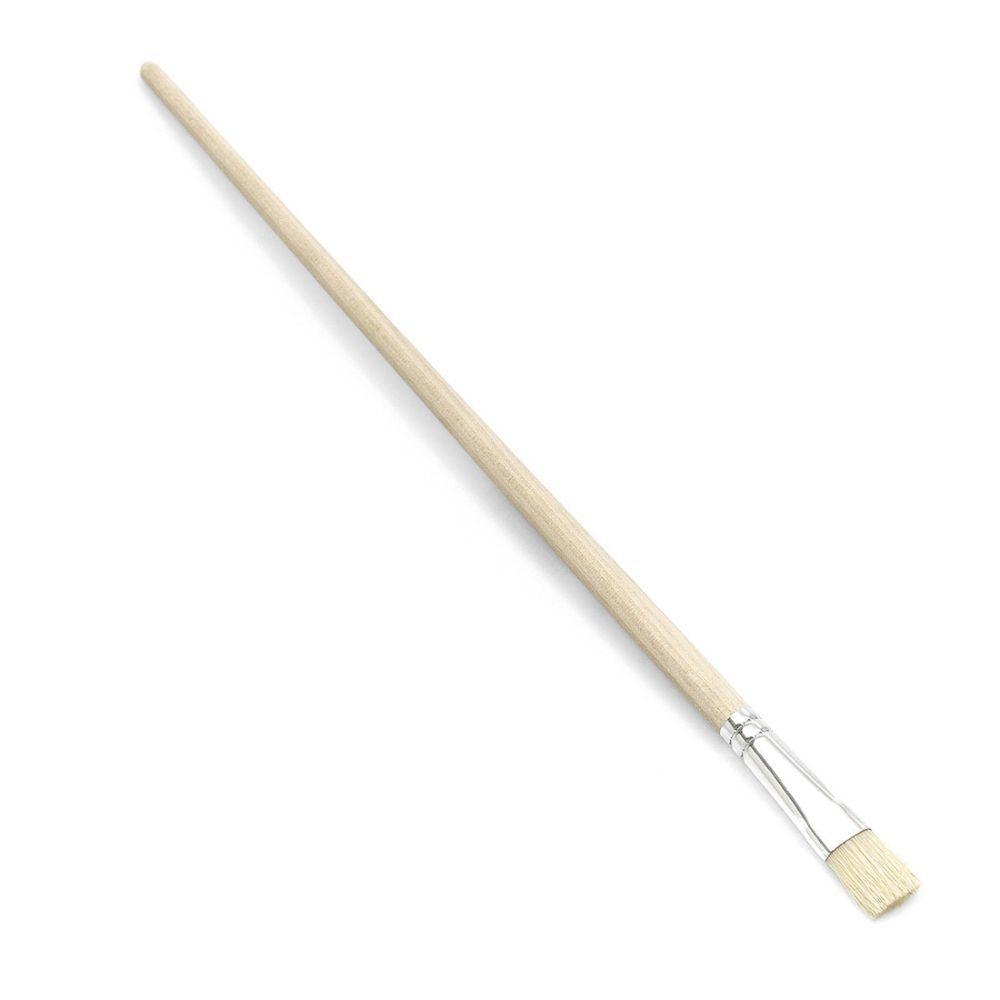 The Nölle Profi Brush bore water brush from Nölle Profi Brush Bürsten- & Pinseltechnik e.K. features a light wooden handle and a metal ferrule on a white background, with rectangular bristles that are perfect for precise work such as precision painting or detailing.