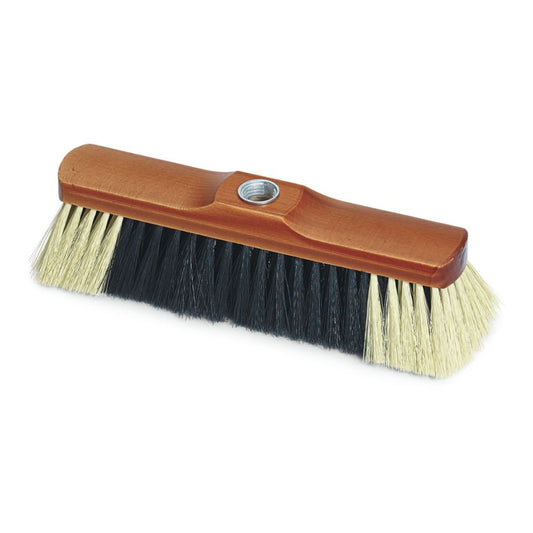 Die Nölle Profi Brush Stubenbesen Qualitätsmischung 28 cm verfügt über einen Holzsockel mit einem Metallgewinde zur Stielbefestigung. Die Borsten sind zweifarbig gestaltet: dunkle Borsten in der Mitte und hellere Borsten am Rand – ein Blickfang für die herausragende Qualität der Nölle Profi Brush Bürsten- & Pinseltechnik e.K. Kollektion.