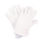A pack of 12 pairs of NITRAS cotton jersey gloves, white from AS Arbeitsschutz GmbH, made of OEKO-TEX cotton, laid flat on a white background.