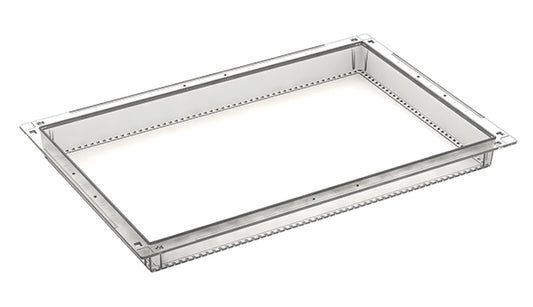 Das Novocal PC-Modul transparent teilbar (600 x 400 x 50 mm, inkl. Auszugsstopps) ist eine robuste Halterung für den industriellen Einsatz, ideal für die Lagerung von Computern oder den Transport von PC-Modulen. Verpackung: 1 Stück.