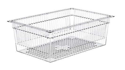 Der Novocal PC-Korb transparent teilbar (600 x 40 mm) mit gelochtem Boden und Auszugsstopps bietet optimale Belüftung und Drainage-Ideal zur Aufbewahrung von PC-Zubehör. 1 Stück je Packung.