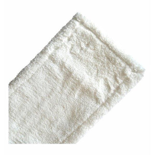 Eine Nahaufnahme des Arcora EXCELLENT ORIGINAL MOPP von Arcora International GmbH - ein rechteckiges, weißes, strukturiertes Mikrofaserpad mit vernähten Kanten - ideal für die professionelle Reinigung, abgebildet auf einem schlichten weißen Hintergrund.