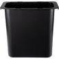 The Abena Re-Seller GmbH waste container 10.2 l for Sækko Boy (1 piece), a simple rectangular black plastic bin with a wide rim and slanted sides, is ideal for the kitchen and is shown on a white background.