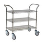 The Novocal multi-purpose cart "Silverline" is a precision steel cart, nickel-plated and chrome-plated, with multiple shelves for the efficient transport of items. The package contains 1 piece.