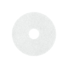 Das Arcora SUPERPAD WEISS von Arcora International GmbH ist ein rundes, weißes, strukturiertes Bodenpad mit Mittelloch zur schonenden Reinigung empfindlicher Oberflächen, dargestellt von oben auf weißem Grund.