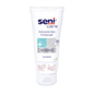 The Tube Seni Care activating gel with guarana from TZMO Deutschland GmbH is packaged in white, with blue and gray text, a vegan certificate, and symbols for areas of application. It was developed to stimulate the microcirculation of the blood for rejuvenated skin and bears the name Guarana Gel.