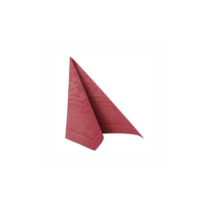 This napkin of the PAPSTAR GmbH "ROYAL Collection" with dimensions 40 cm x 40 cm is stylishly folded in a 1/4-fold triangle shape and decorated with decorative patterns. It is ideal for enhancing any table decoration and creates the perfect balance between simplicity and sophistication against a plain white background.